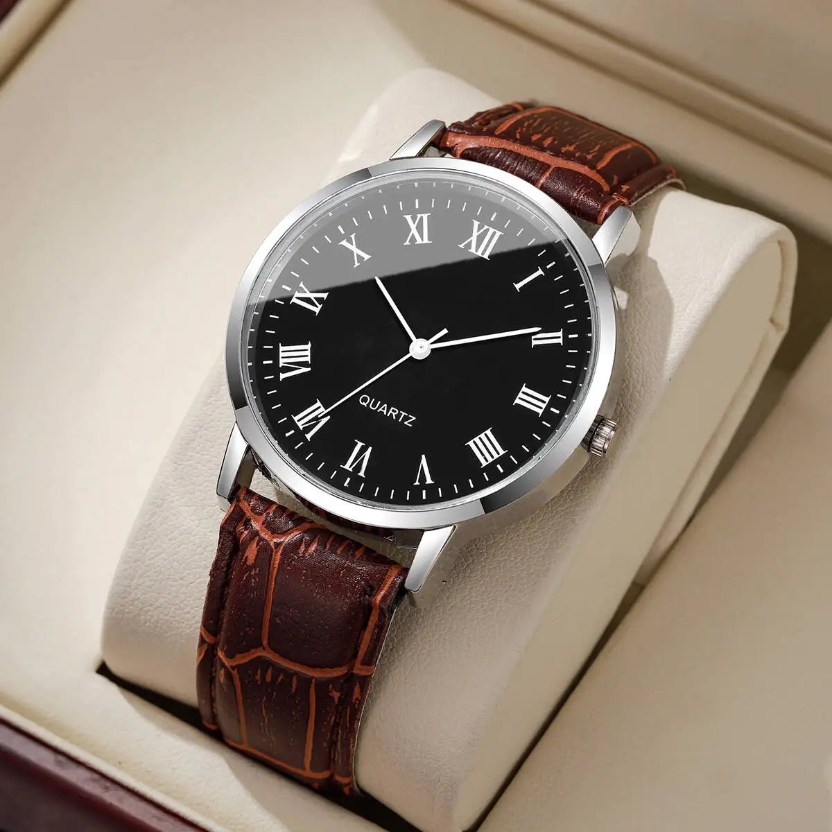 Men’s Leather Quartz Watch
